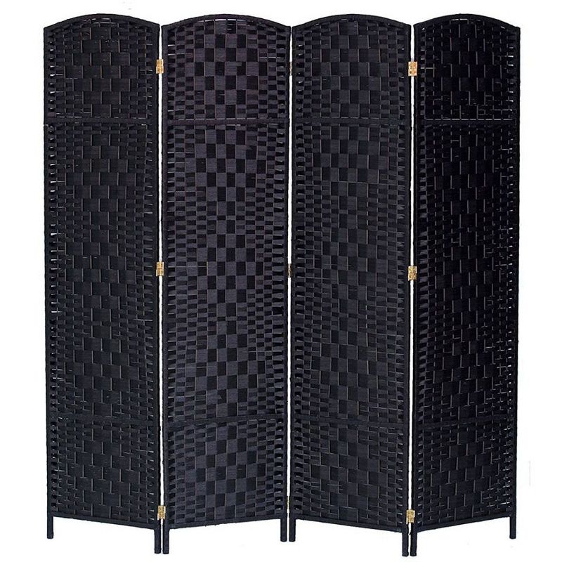 Room Divider Diamond Weave Bamboo Fiber Privacy Partition Screen, 1 of 5