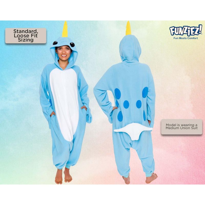 FUNZIEZ! - Narwhal Adult Unisex Novelty Union Suit Costume for Halloween, 4 of 8