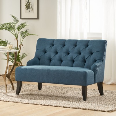 KWPZQEB Button Tufted Loveseat Settee Sofa with Upholstered & Hight Backrest, Fabric Settee with Solid Legs for Living Room, Small Space, Bedroom