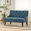 TiramisuBest Navy Blue Upholstered Settee, Button Tufted Loveseat with Wood Legs, Compact Sofa Bench for Small Spaces, Bedroom or Entryway - 2 of 4