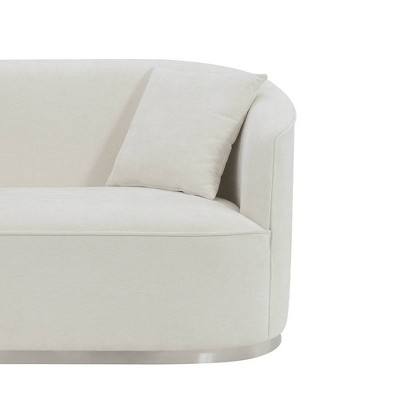 Odette 64" Beige Chenille Loveseat with Rolled Arms