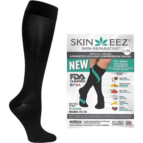 Skineez Medical Grade Advanced Healing Compression Socks 30-40mmhg,  Clinically Proven To Firm And Revitalize Skin, Black, Large/x-large, 1 Pair  : Target