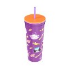 Zak Designs 23 fl oz Stainless Steel Squishmallows Kendall Straw Tumbler Purple - 3 of 4