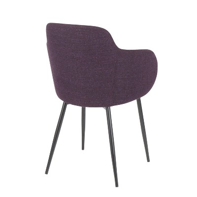 Boyne Purple Upholstered Arm Chair with Black Metal Legs