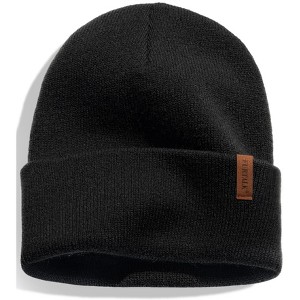 Beanie for Men Women Cuffed Thick Knitted Unisex Winter Hat Beanies Skull Cap Gifts for Men Black - 1 of 4