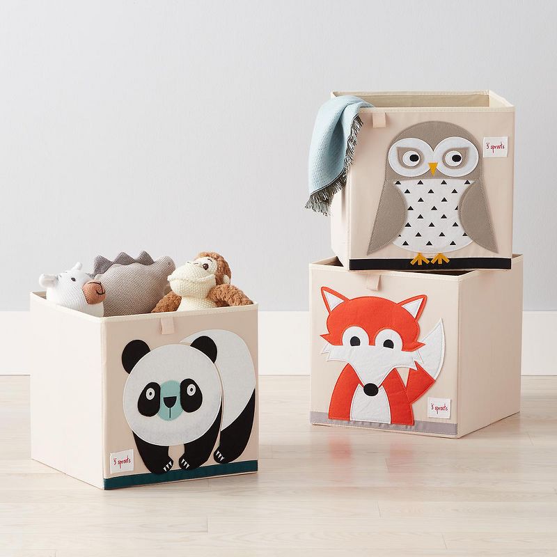 3 Sprouts Foldable Fabric Storage Cube Box Soft Toy Bin & Canvas Storage Bin Laundry and Toy Basket for Baby and Kids, Panda Bear Design, 5 of 6