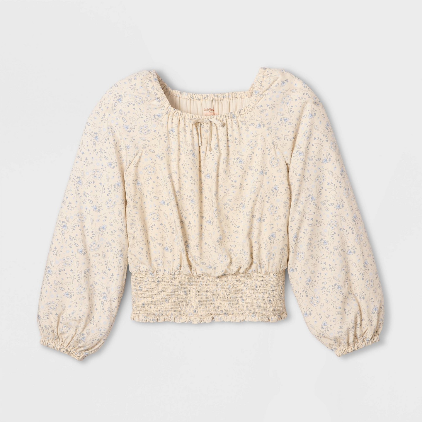 Блузка Cat & Jack Long Sleeve Smocked Woven Floral Blouse для девочек, цвет: С принтом — фото 2
