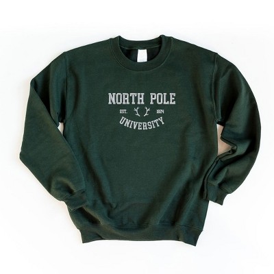 Simply Sage Market Women's Graphic Sweatshirt EmbroideredNorth Pole University -White Ink