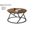 34" Round White Wood Coffee Table Set with Black Metal Base, 3 Piece Living Room Center and End Tables-3irtyhousy - 4 of 4