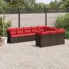 vidaXL 10 Piece Patio Sofa Set with Cushions Brown Poly Rattan - 2 of 4