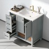 36" Bathroom Vanity with Sink – Freestanding Cabinet with Ceramic Top, 2 Drawers, 2 Doors, Open Shelf,Right-Side Sink,MDF and Solid Wood Construction - 4 of 4