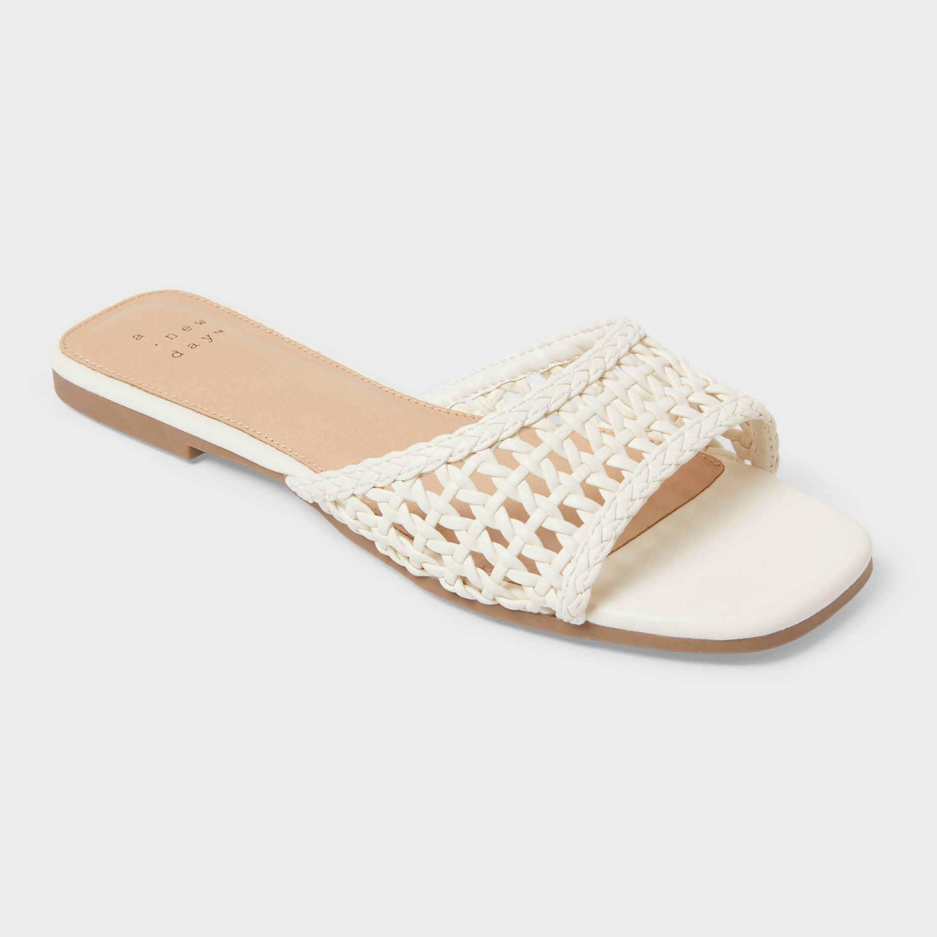 Women's Belle Woven Slip-On Sandals - A New Day™ Cream