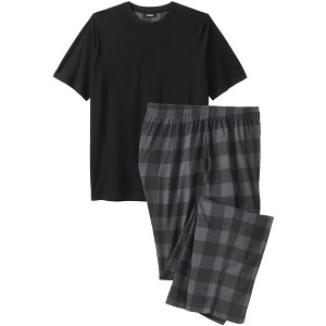 KingSize Jersey Knit Plaid Pajama Set - 1 of 4