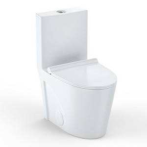One Piece Toilet, Elongated Toilet - Powerful Flush 1.28 GPF, Soft-Close Seat, 12'' Rough-In, White Compact Design - 1 of 4