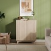 Wood color Fluted Cabinet with Storage Buffet Sideboard with Adjustable Shelves and Gold Handles for Living Room Entry and Kitchen Natural - 2 of 4