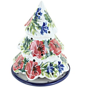 Blue Rose Polish Pottery 44A WR Unikat Christmas Tree Luminary - 1 of 2