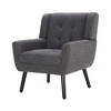 CAVINAS Modern Ergonomics Accent Chair, Soft Linen Material Living Room Chair with Black Legs and Backrest - 3 of 4