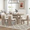 7 Piece Dining Set, Dining Set Solid Wood, Dining Table Set For 6 With Upholstered Chairs And Designed Trestle Base For Kitchen-Cuddlewood - 3 of 4