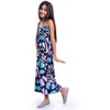 24seven Comfort Apparel Girls Purple Butterfly Print Strapless Tube Maxi Dress - 2 of 4