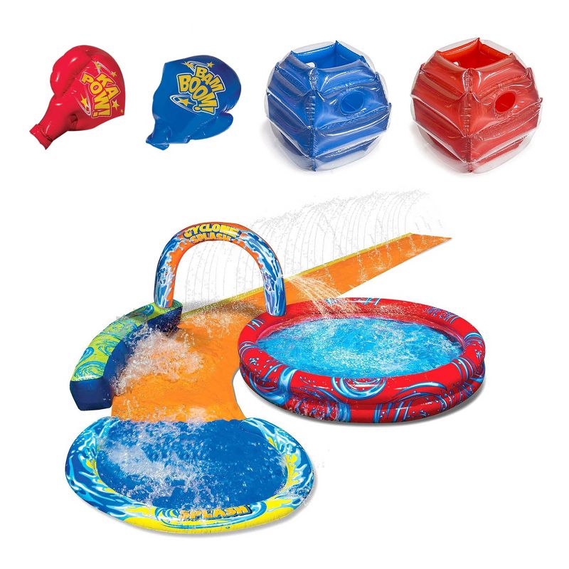 Banzai Battle Bop Combo Pack w/ Inflatable Gloves & Body Bumpers, 2 Pairs Each & Cyclone Splash Park Inflatable w/ Sprinkling Slide & Water Aqua Pool, 1 of 7