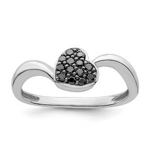 Black Bow Jewelry 1/6 Cttw Black Diamond 7mm Heart Ring in Sterling Silver - 1 of 4