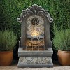LuxenHome 27" H Gray Resin Classic Wall Freestanding Outdoor Water Fountain with Lights - 3 of 4