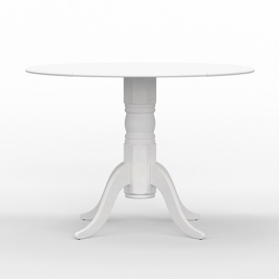 White Solid Wood Round Extendable Dining Table