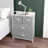 Emma and Oliver Nightstand with 4 Fabric Drawers, Charging Station with 2 USB Ports/Power Outlet, Engineered Wood Top, Wood Handles, Metal Frame - 2 of 4