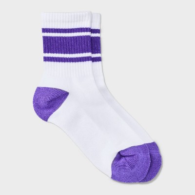 Women's Game Day Varsity Stripe Ribbed Cushioned Mid Crew Socks - Wild Fable™