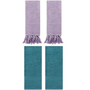 REGALWOVEN 4 Packs Solid Textured and Tassels Soft Absorbent Decorative Hand Towel - 1 of 4
