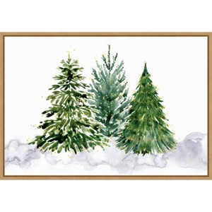 Amanti Art 33"x23" Three Christmas Trees by Rosana Laiz Blursbyai Wall Art - 1 of 4