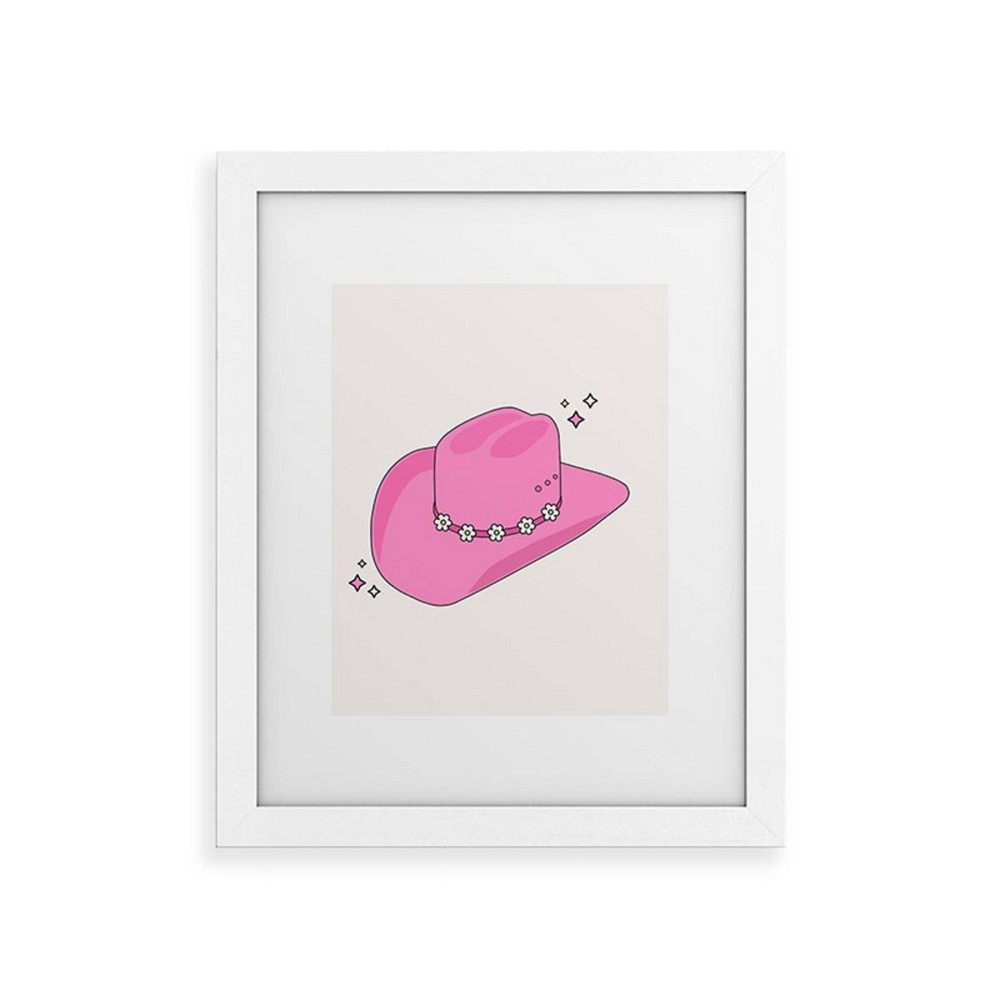 Photos - Wallpaper Deny Designs 11"x14" Daily Regina Designs Cowboy Hat Print Pink White Fram