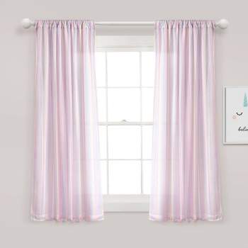 Kids' Rainbow Sheer Rod Pocket with Lining Single Window Curtain Panel Rainbow/White - Lush Décor