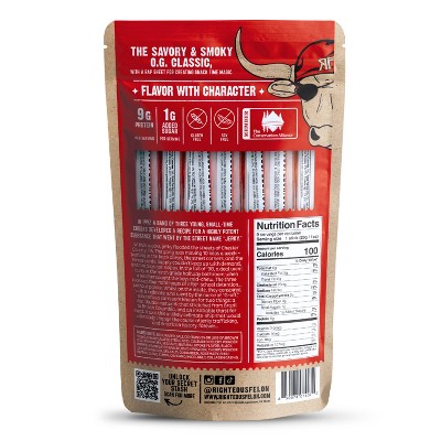 Righteous Felon Craft Jerky OG Hickory Protein Snack Beef Stick - 1oz/9ct