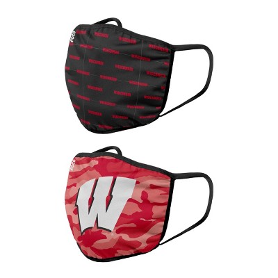 NCAA Wisconsin Badgers Adult Face Covering 2pk