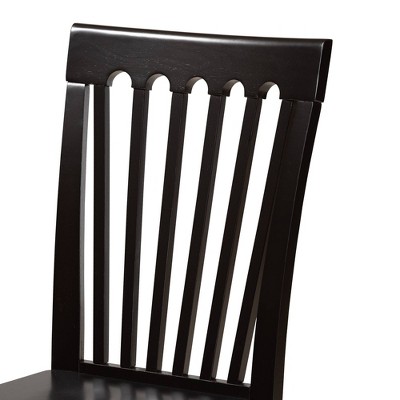 Sleek Dark Brown Wood and Cane Low Arm Chair