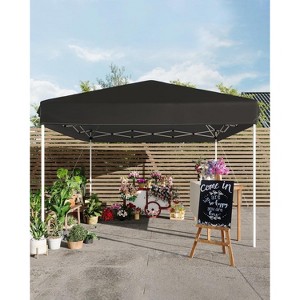 10x10 Pop Up Canopy Tent, Outdoor Canopy Tent with 3 Adjustable Height, 4 Sandbags & Carrying Bag for Camping, Parties,Outdoor Events - Black - 1 of 4