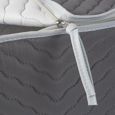 Light Gray Quilted Microfiber Wine Glass Storage Chest