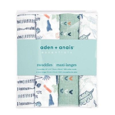 Dinotime Cotton Muslin Sensory Friendly Swaddle Blankets - 4 Pack