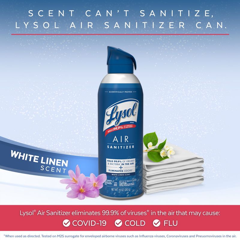 Lysol Air Sanitizing Spray - White Linen - 10oz, 4 of 13