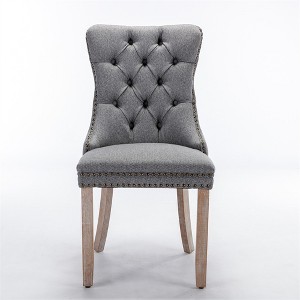 OUTSUPPLY Set of 2 Luxury Tufted Linen Accent Chairs, Wood Legs, High Back Support, 280lb Capacity - 1 of 4