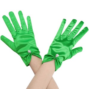 INSPIRE CHIC Women's Satin Faux Pearl Sembellished Full Finger Gloves - 1 of 4