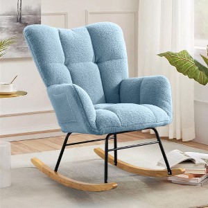 XIYUYEU Teddy Fabric Rocking Accent Chair, Modern Rocking Arm Chair for Nursery, Living Room, Bedroom - 1 of 4