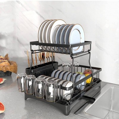 2 Tier Dish Rack for Kitchen Counter Dish Drying Rack