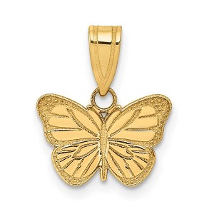 Black Bow Jewelry 14k Yellow Gold Small Laser Etched Butterfly Pendant, 13mm (1/2 inch) - 1 of 4