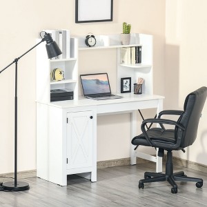 Vynxaria White Computer Desk Writing Desks with Cabinet Home Office Storage for Study Home Office - 1 of 4