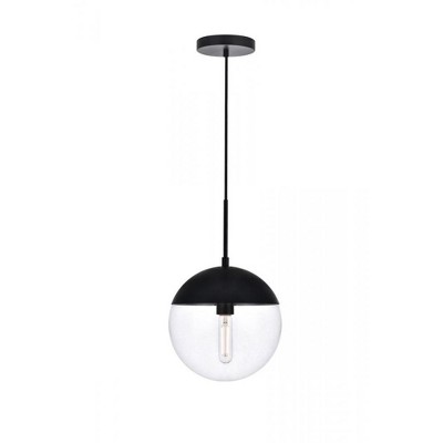 Elegant Lighting Eclipse 1 Light Black Pendant With Clear Glass