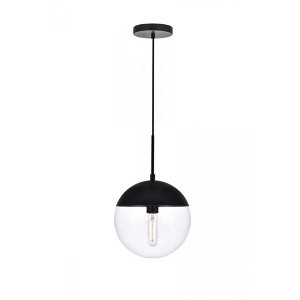 Elegant Lighting Eclipse 1 Light Black Pendant With Clear Glass - 1 of 4