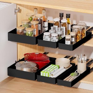 Plateau Tiroir Coulissant Cuisine, ABS Bac Rangement Coulissant Placard Cuisine, Meuble Organisateur Sous Evier Cuisine Bain, Chariot Porte - 1 of 4