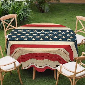 LOVEVOOK American Flag Tablecloth, Rectangle Table Cloths, Stain Wrinkle Resistant Washable Round Table Covers for Party Picnic Dinner Holiday Decor - 1 of 4